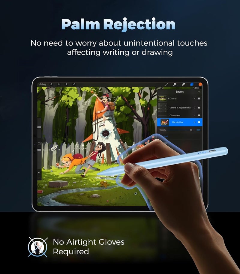 CMARS Stylus Pen for iPad(2018-2025), Pad Pencil 10th Generation with Palm Rejection & Tilt, Digital Pencil Compatible with Apple iPad 6/7/8/9/10/A16, Pro 11"/12.9"/13"/M4, Mini 5/6, Air 3/4/5/M2/M3 - Blue - Image 5